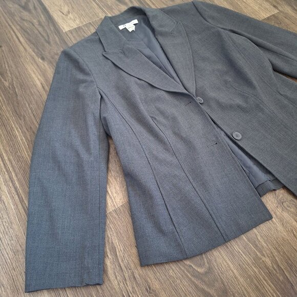 💙 Nygard Gray Lined Blazer Size 14 Preppy Office Formal Work Fall - Picture 5 of 9